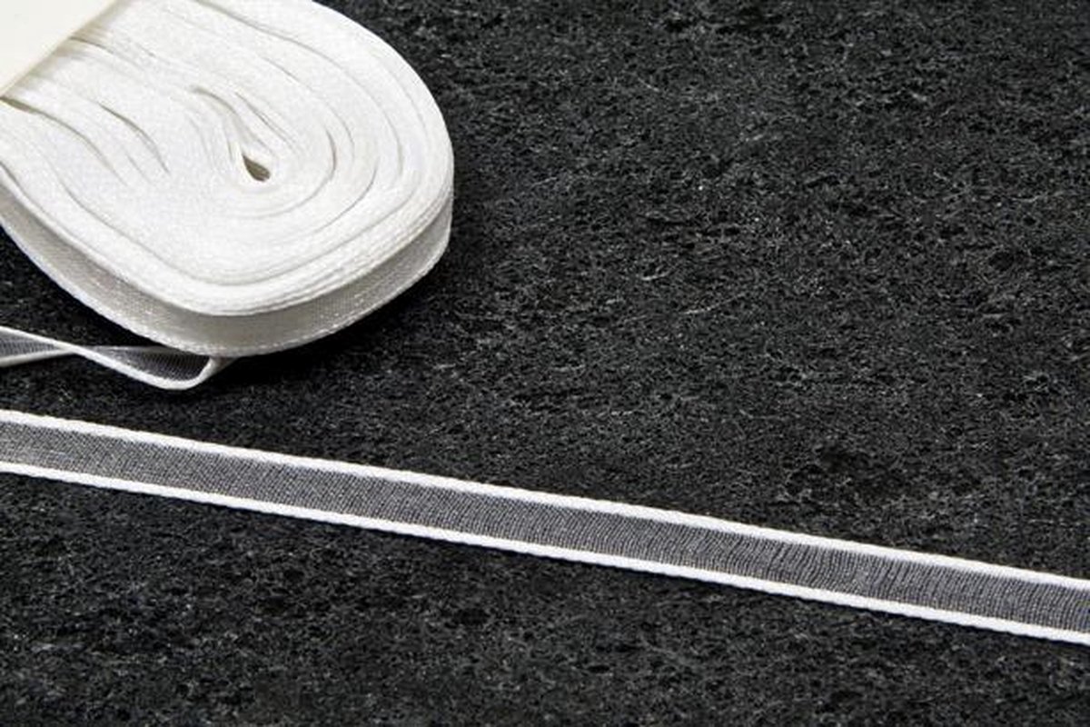 HOBI - Organza lint wit met grijs - Decoratie > Linten en tulle